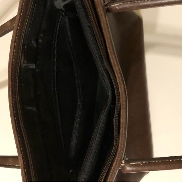 Gucci Made In Italy Brown Leather Double Handles Size Medium Woman’s  Purse Bag - Picture 14 of 16